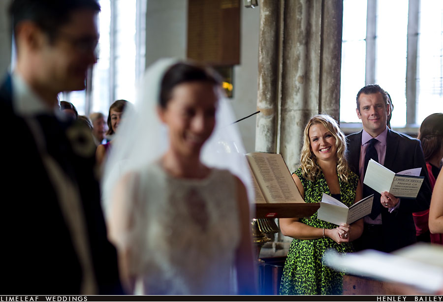 Guests admire wedding couple