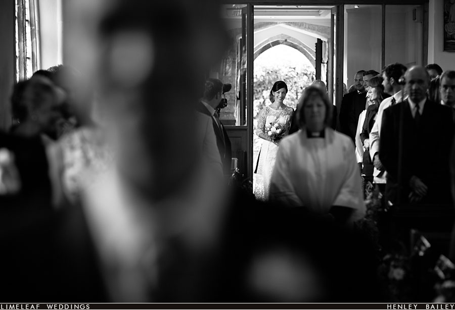 Bride enters the church for her wedding ceremony